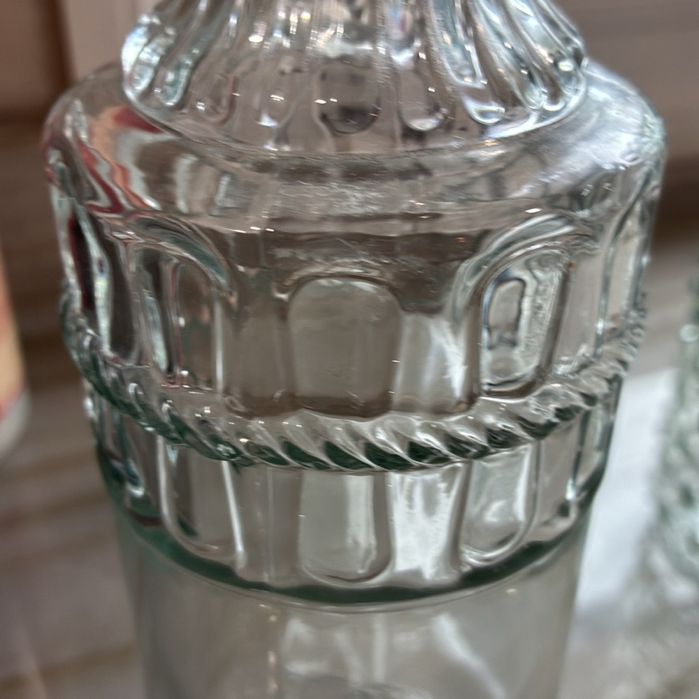 Pier 1 Decorative Glass Bottles - Clear and Light Green - Picture 7 of 8